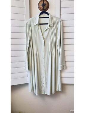 4our Dreamers Pleated Rayon Linen Shirt Dress - Size L